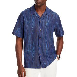 Paul Smith PS Men's Short Sleeve Abstract Print Button Shirt Casual Fit Blue M